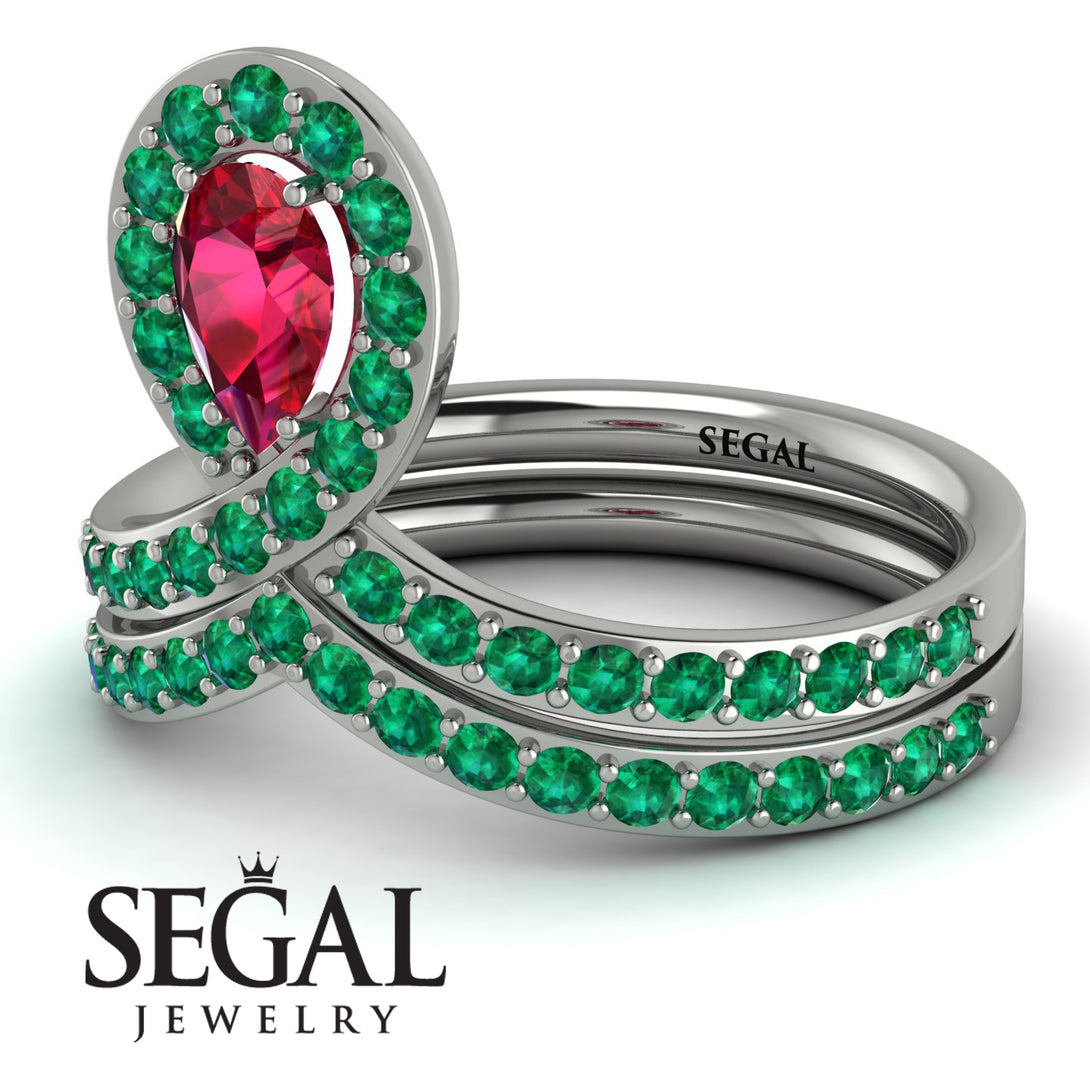 Ruby Pear Shape Stacking Bridal Set - Emilia No. 27