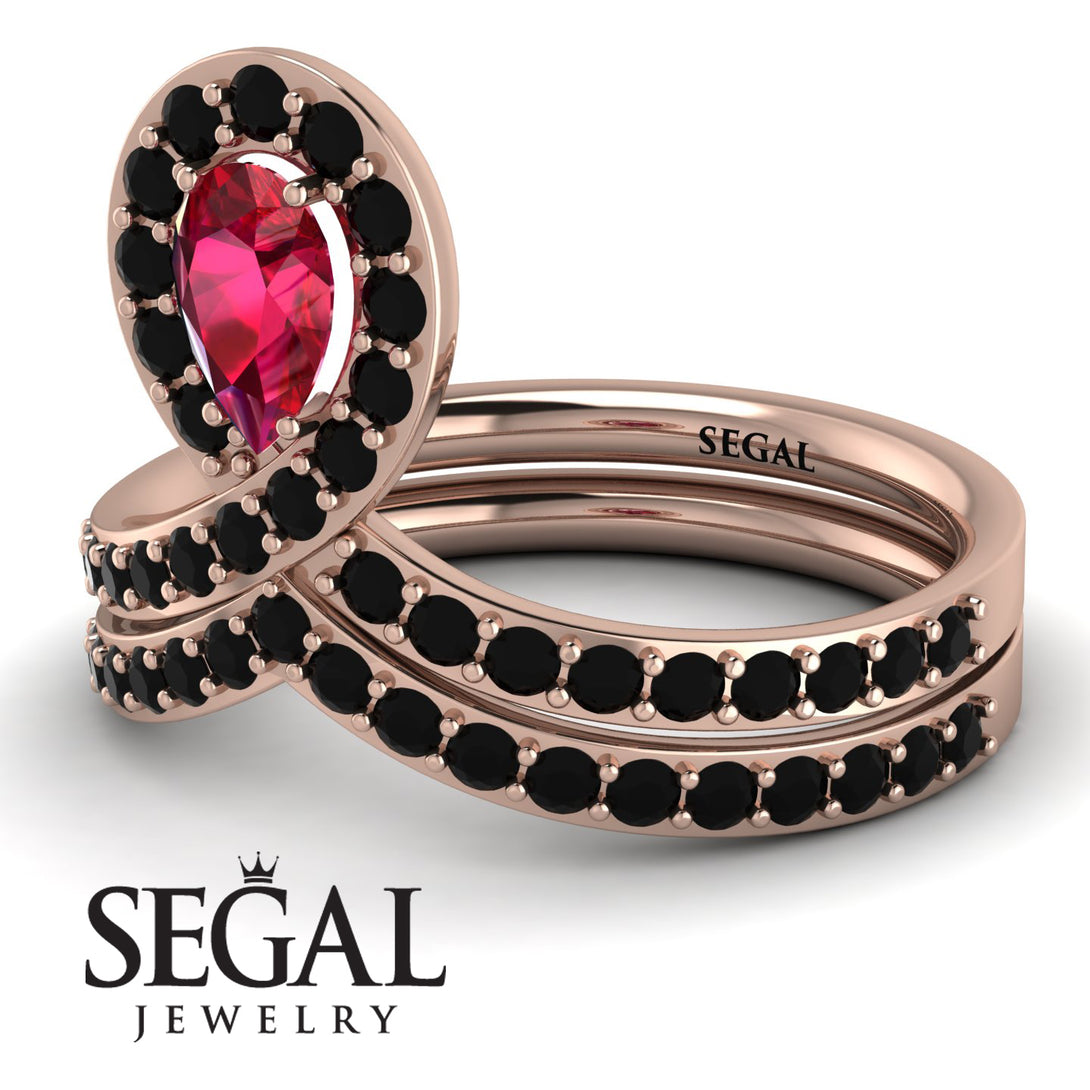 Ruby Pear Shape Stacking Bridal Set - Emilia No. 41