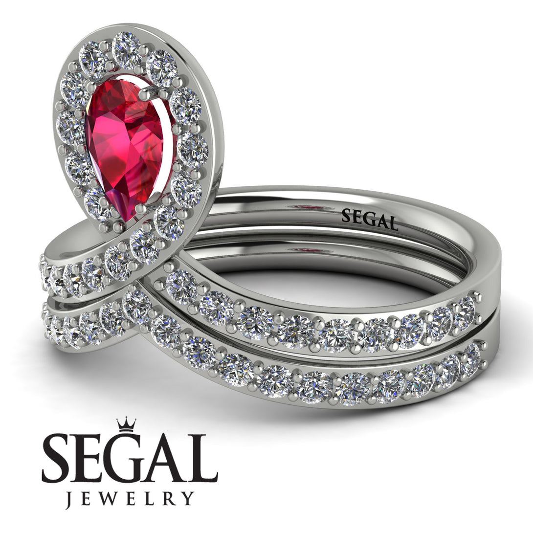 Ruby Pear Shape Stacking Bridal Set - Emilia No. 12