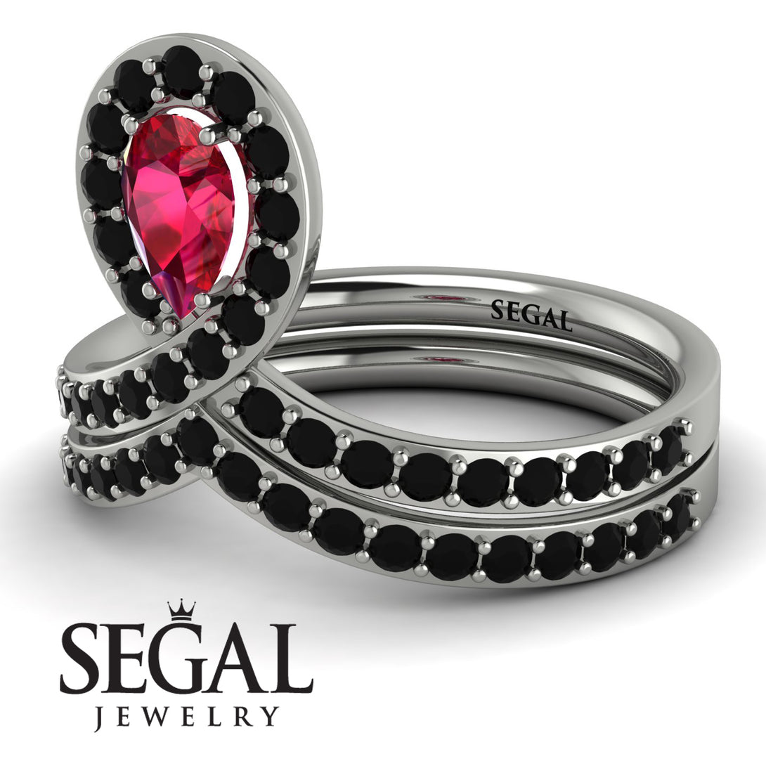 Ruby Pear Shape Stacking Bridal Set - Emilia No. 42