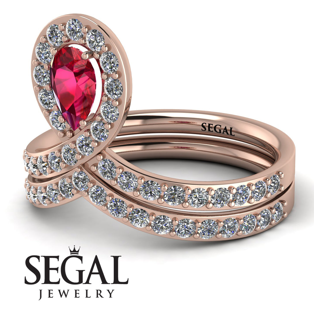 Ruby Pear Shape Stacking Bridal Set - Emilia No. 11