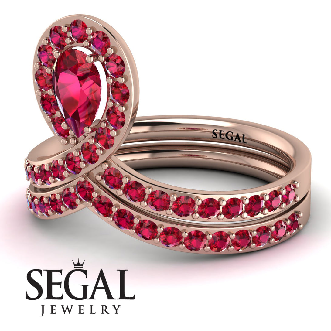 Ruby Pear Shape Stacking Bridal Set - Emilia No. 56