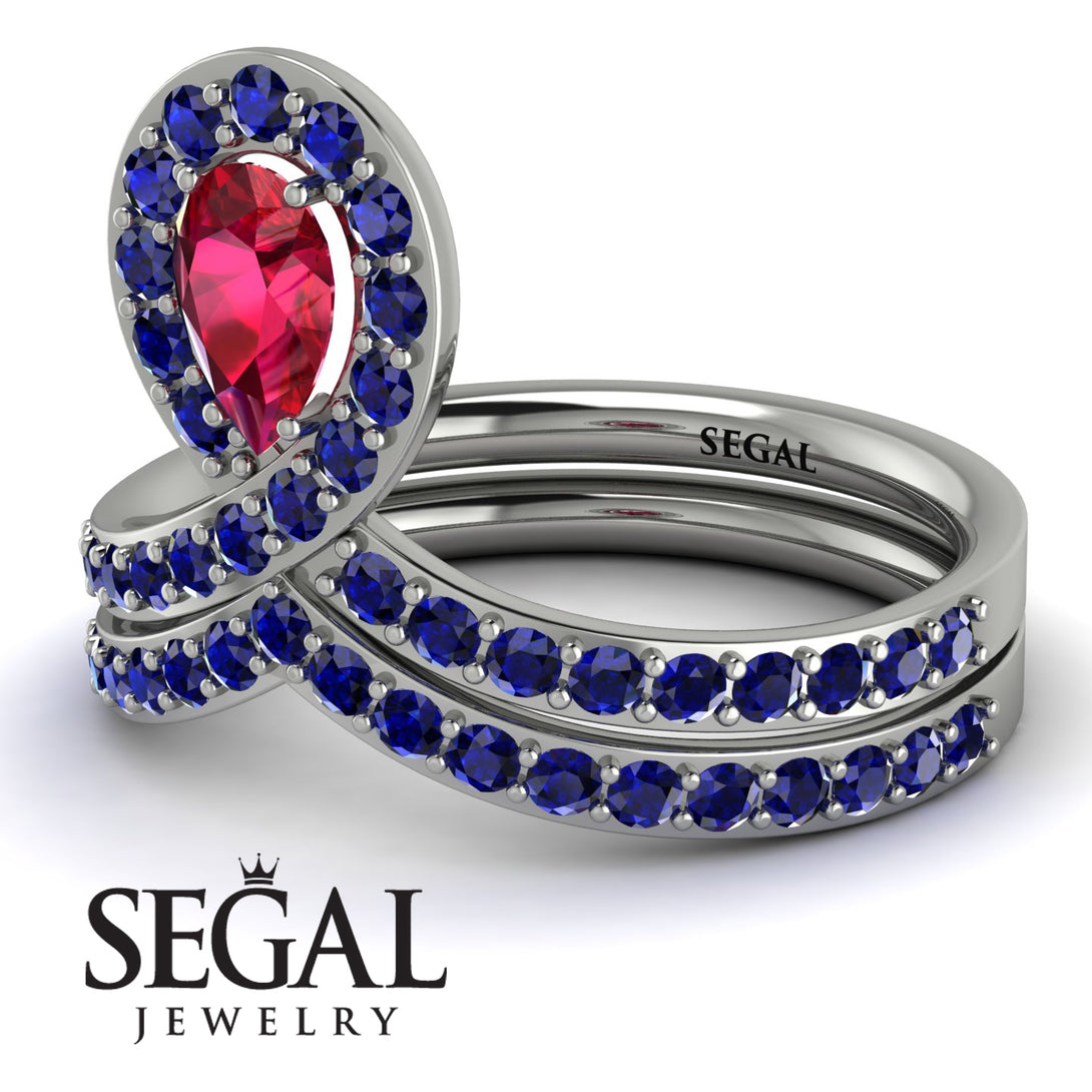 Ruby Pear Shape Stacking Bridal Set - Emilia No. 72