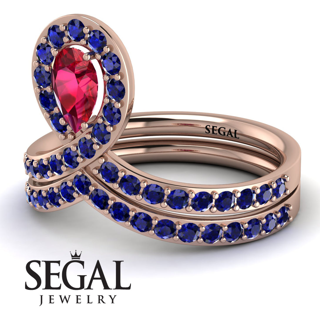 Ruby Pear Shape Stacking Bridal Set - Emilia No. 71