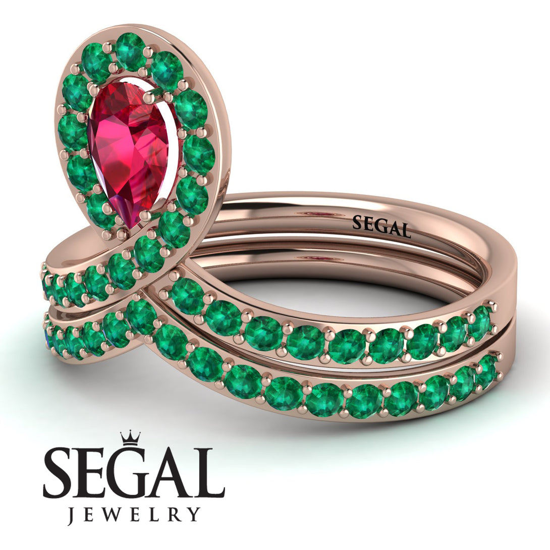 Ruby Pear Shape Stacking Bridal Set - Emilia No. 26