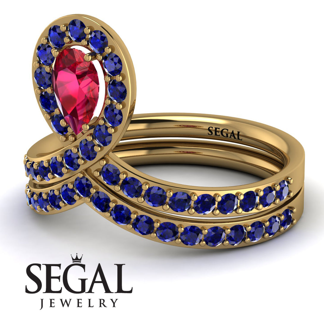 Ruby Pear Shape Stacking Bridal Set - Emilia No. 70