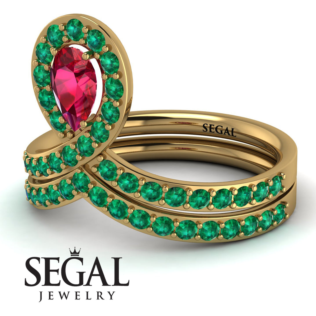 Ruby Pear Shape Stacking Bridal Set - Emilia No. 25