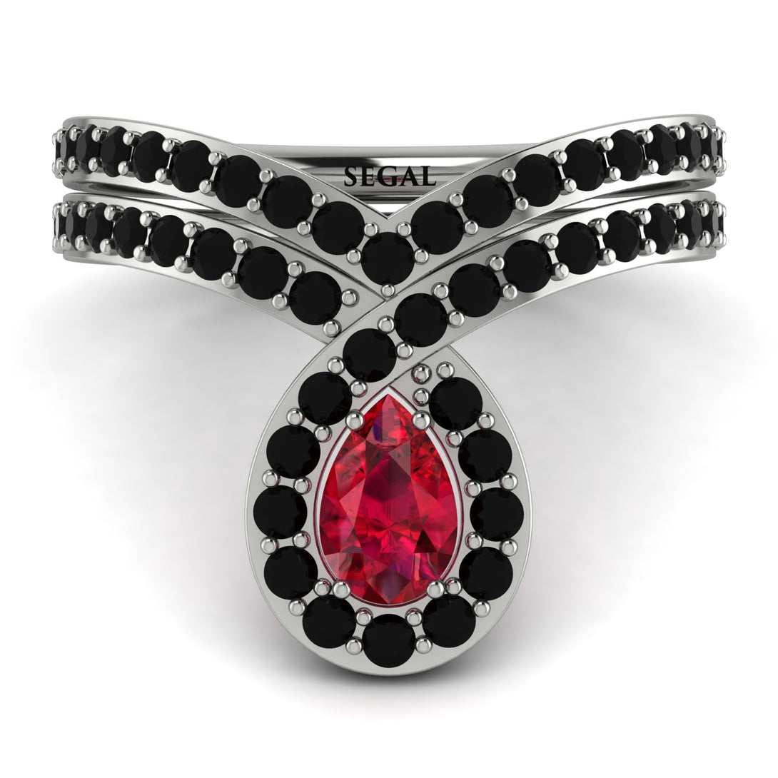 Ruby Pear Shape Stacking Bridal Set - Emilia No. 42