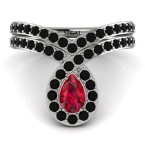 Ruby Pear Shape Stacking Bridal Set - Emilia No. 42 image 1