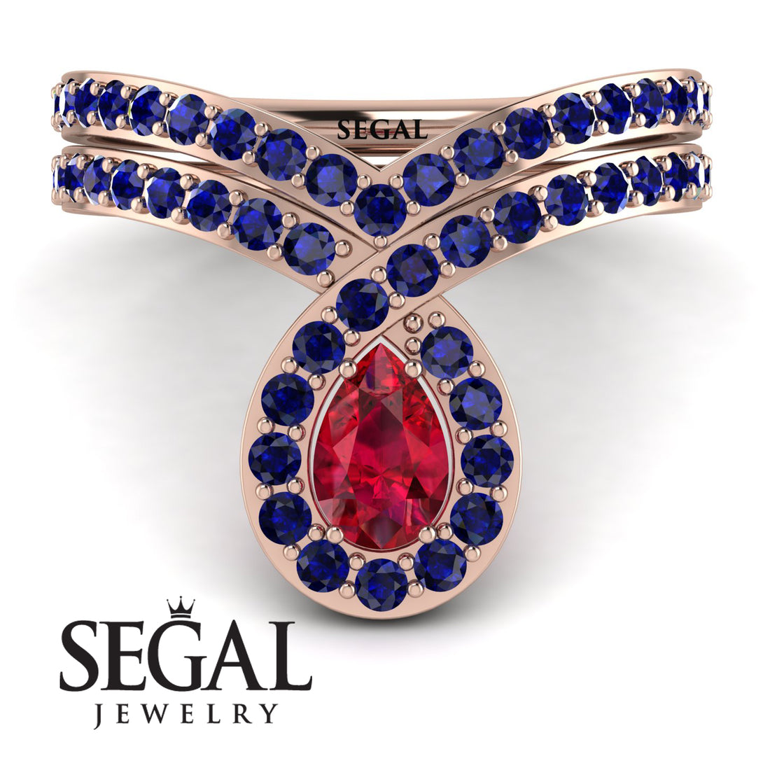Ruby Pear Shape Stacking Bridal Set - Emilia No. 71