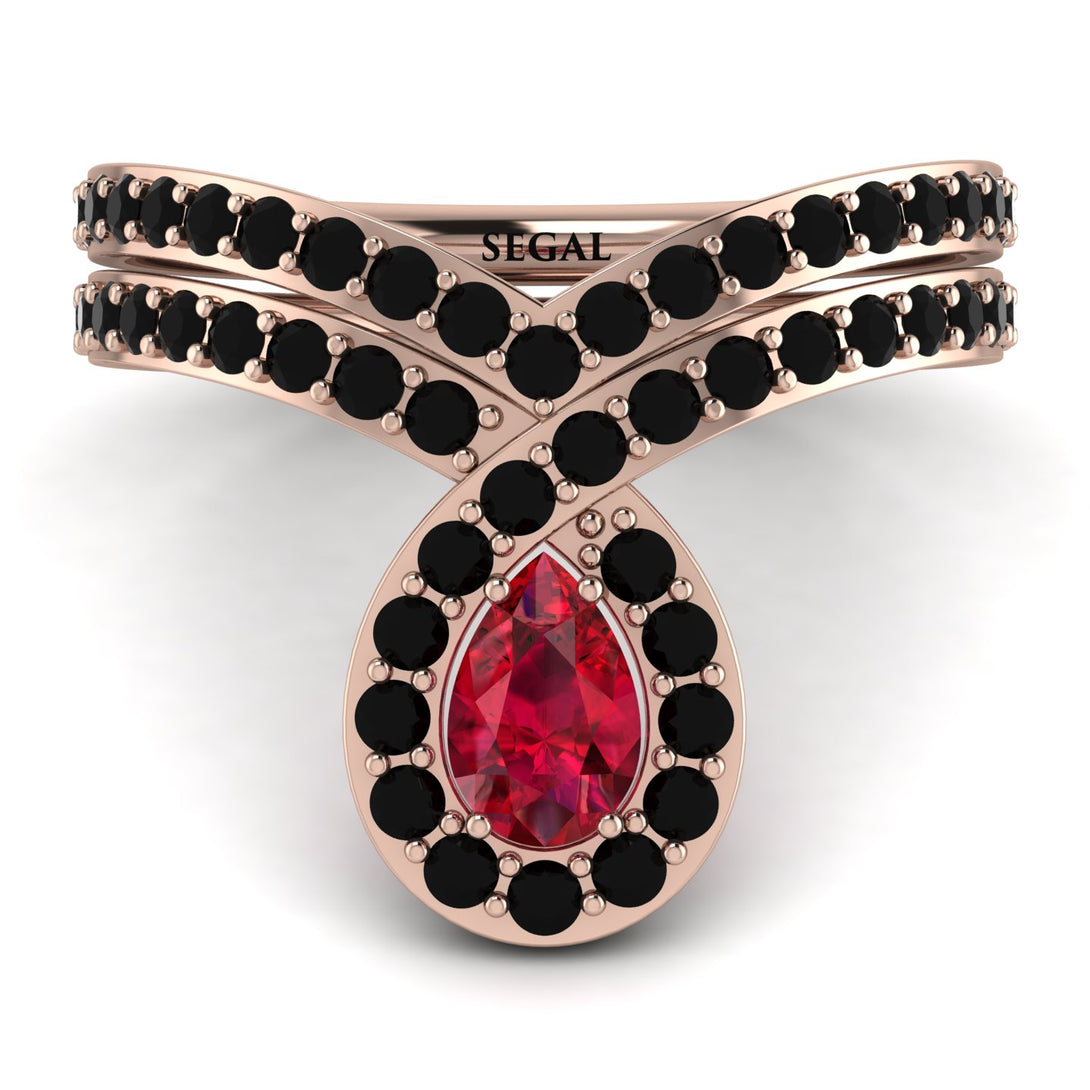 Ruby Pear Shape Stacking Bridal Set - Emilia No. 41