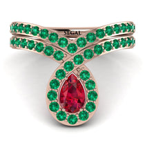 Ruby Pear Shape Stacking Bridal Set - Emilia No. 26 image 1