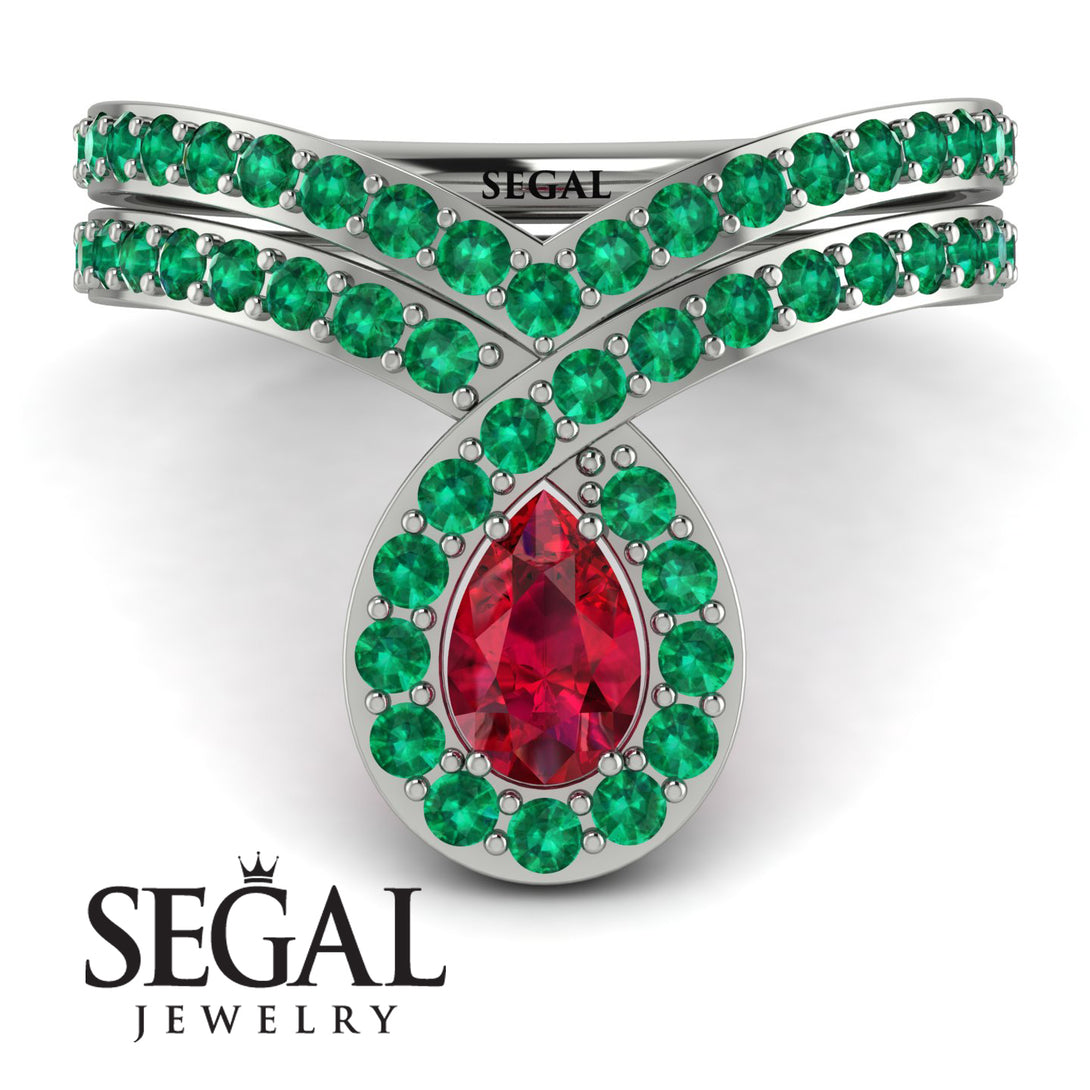 Ruby Pear Shape Stacking Bridal Set - Emilia No. 27
