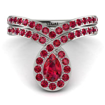 Ruby Pear Shape Stacking Bridal Set - Emilia No. 57 image 1