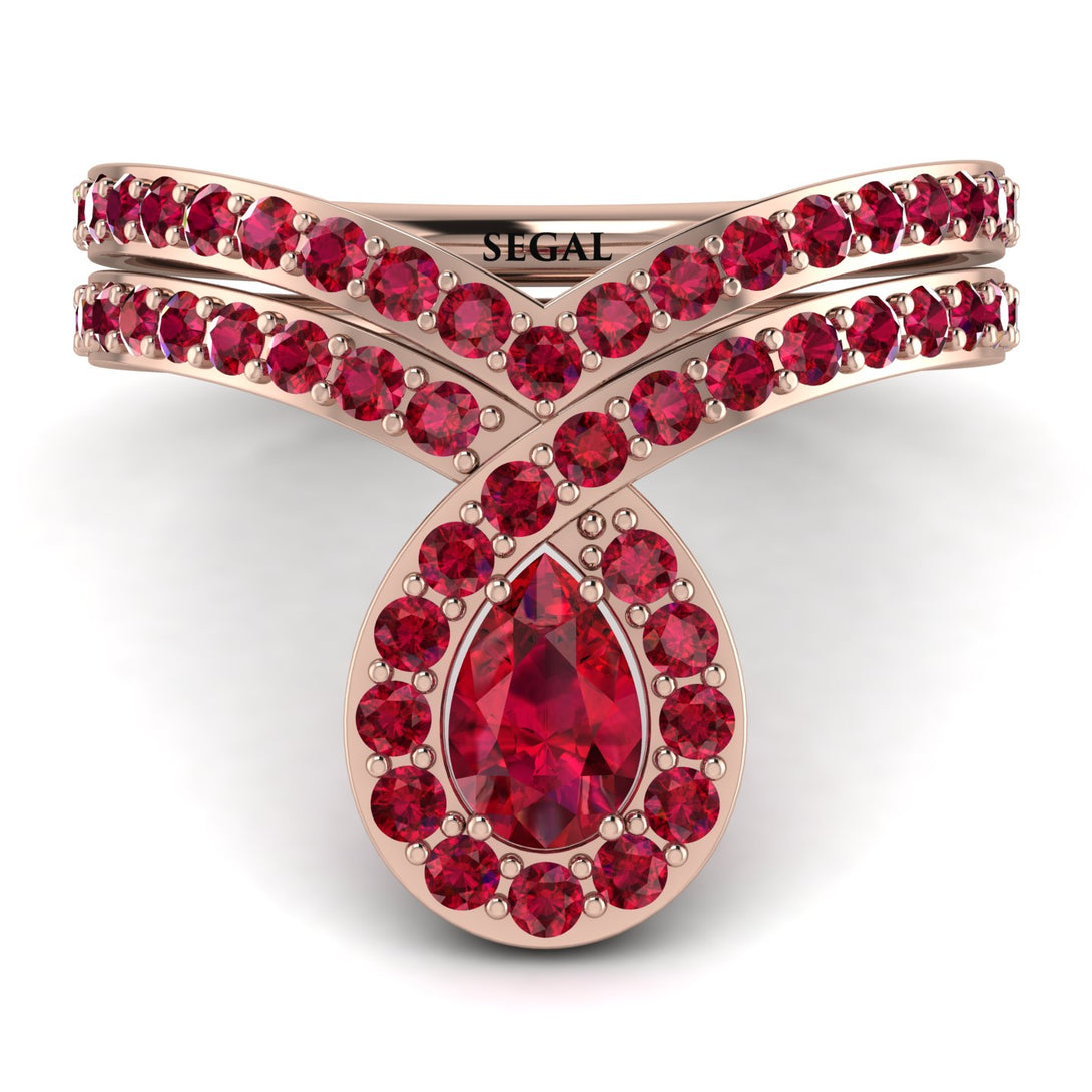 Ruby Pear Shape Stacking Bridal Set - Emilia No. 56