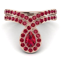 Ruby Pear Shape Stacking Bridal Set - Emilia No. 56 image 1