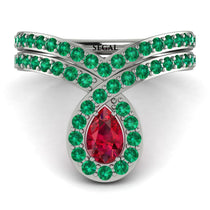 Ruby Pear Shape Stacking Bridal Set - Emilia No. 27 image 1