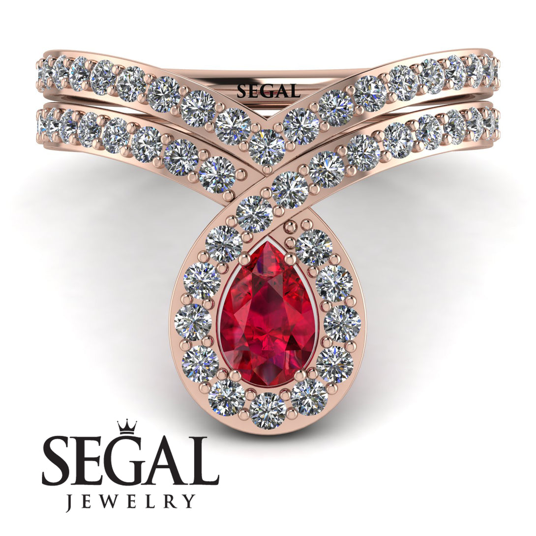 Ruby Pear Shape Stacking Bridal Set - Emilia No. 11