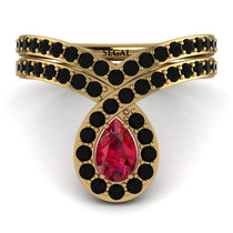 Ruby Pear Shape Stacking Bridal Set - Emilia No. 40 image 1