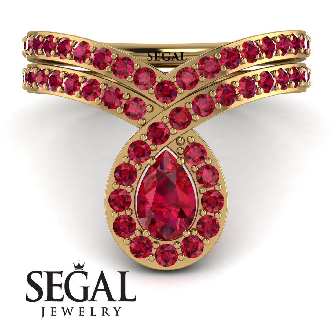 Ruby Pear Shape Stacking Bridal Set - Emilia No. 55