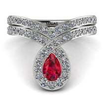 Ruby Pear Shape Stacking Bridal Set - Emilia No. 12 image 1