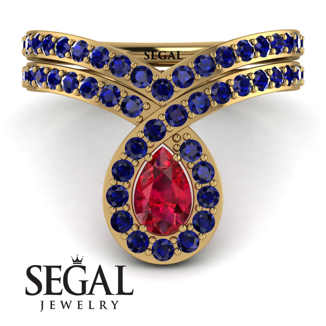 Ruby Pear Shape Stacking Bridal Set - Emilia No. 70
