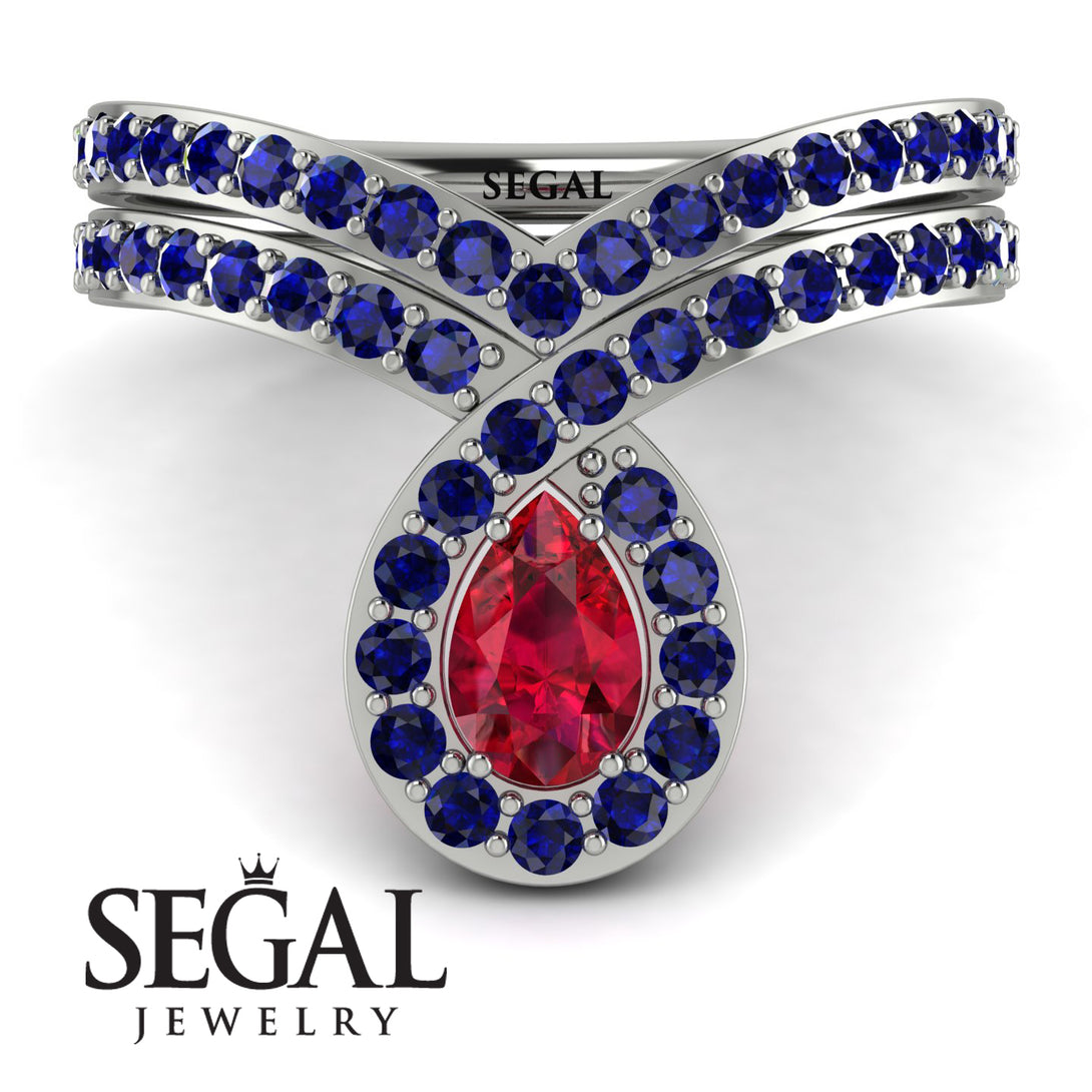 Ruby Pear Shape Stacking Bridal Set - Emilia No. 72