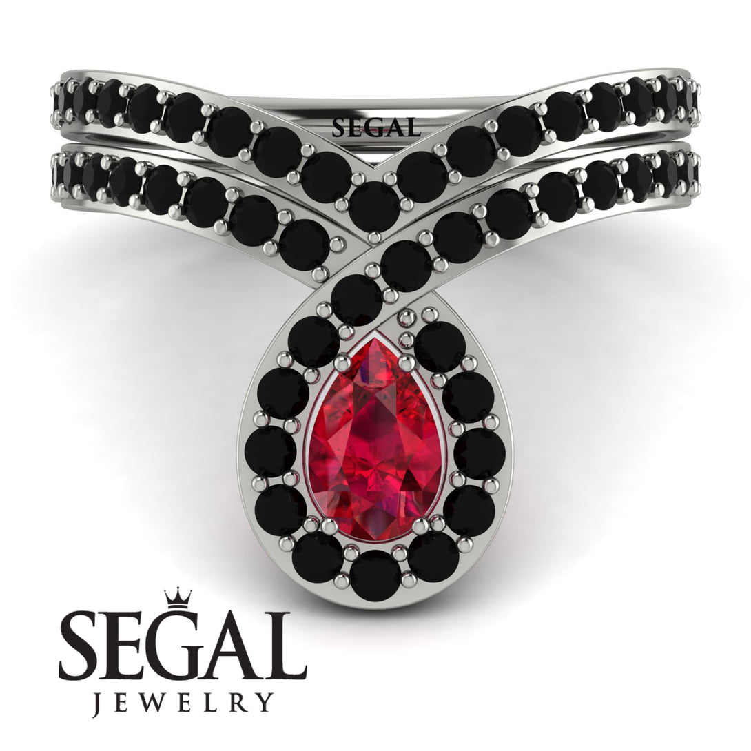 Ruby Pear Shape Stacking Bridal Set - Emilia No. 42
