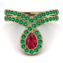 Ruby Pear Shape Stacking Bridal Set - Emilia No. 25 image 1