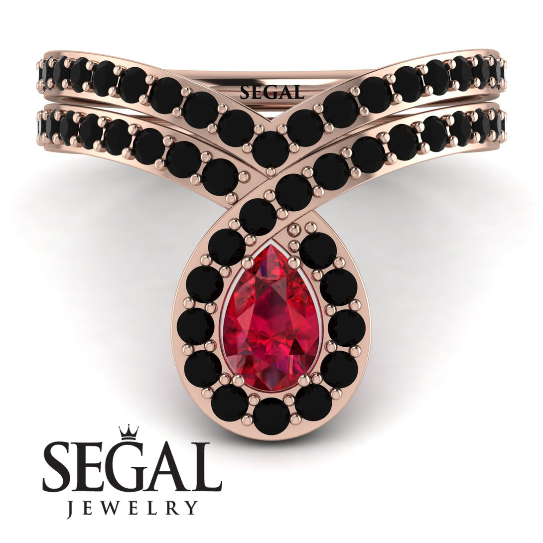 Ruby Pear Shape Stacking Bridal Set - Emilia No. 41
