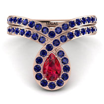 Ruby Pear Shape Stacking Bridal Set - Emilia No. 71 image 1