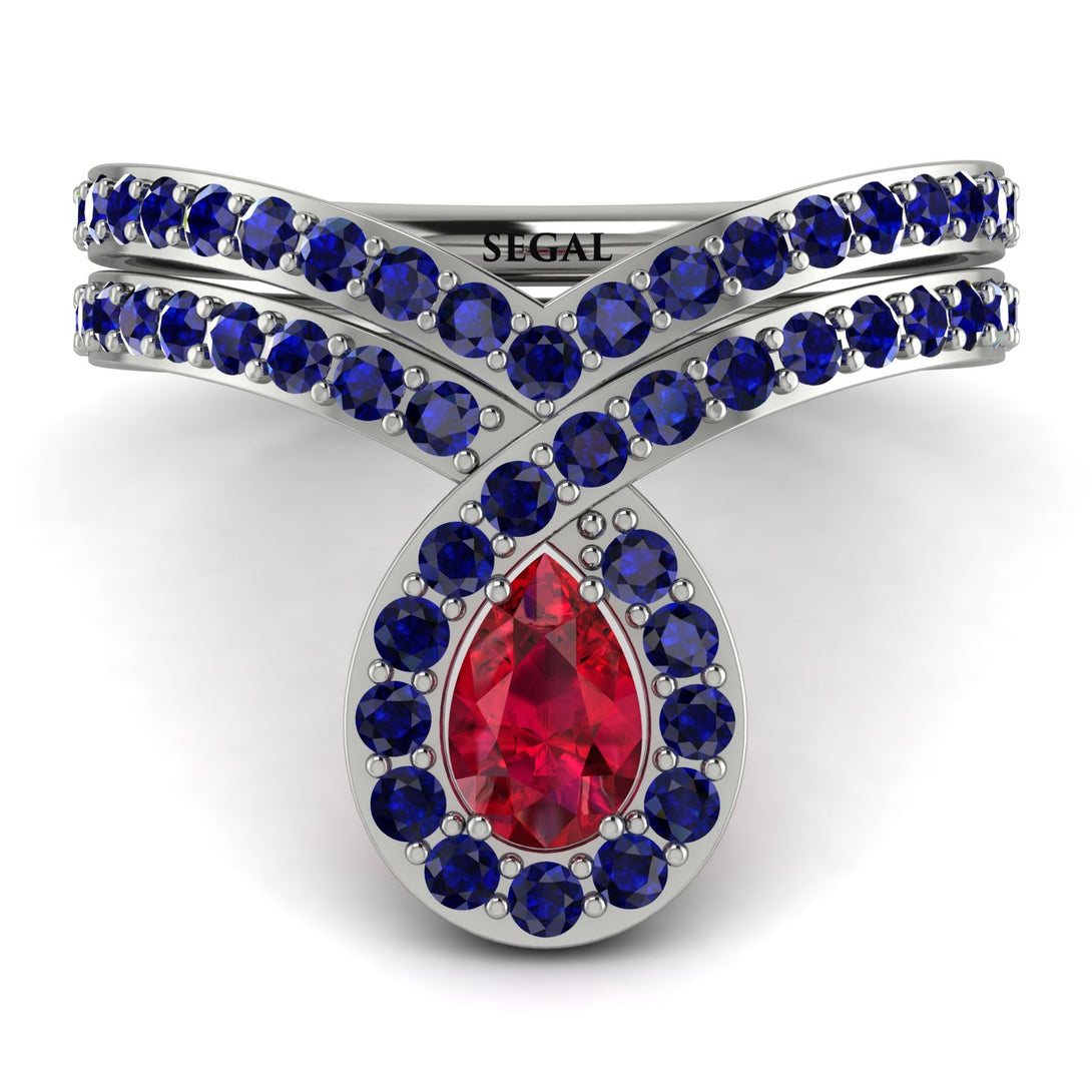 Ruby Pear Shape Stacking Bridal Set - Emilia No. 72