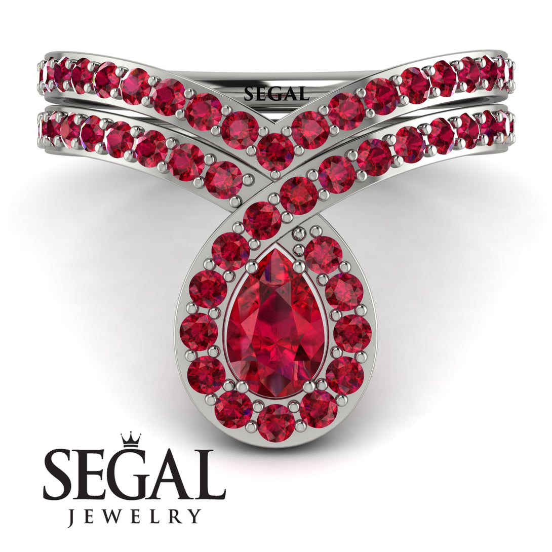 Ruby Pear Shape Stacking Bridal Set - Emilia No. 57