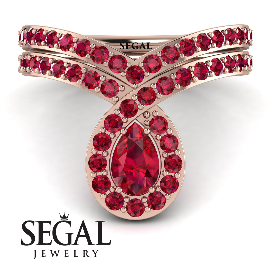 Ruby Pear Shape Stacking Bridal Set - Emilia No. 56