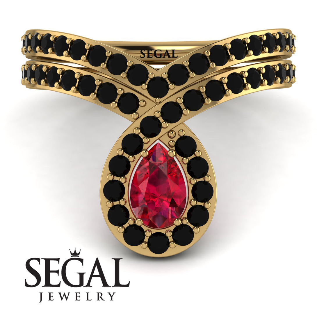 Ruby Pear Shape Stacking Bridal Set - Emilia No. 40
