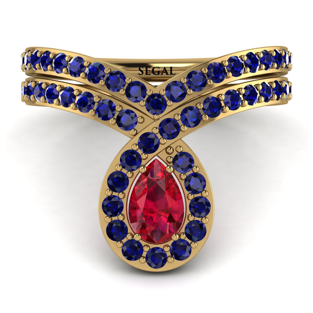 Ruby Pear Shape Stacking Bridal Set - Emilia No. 70