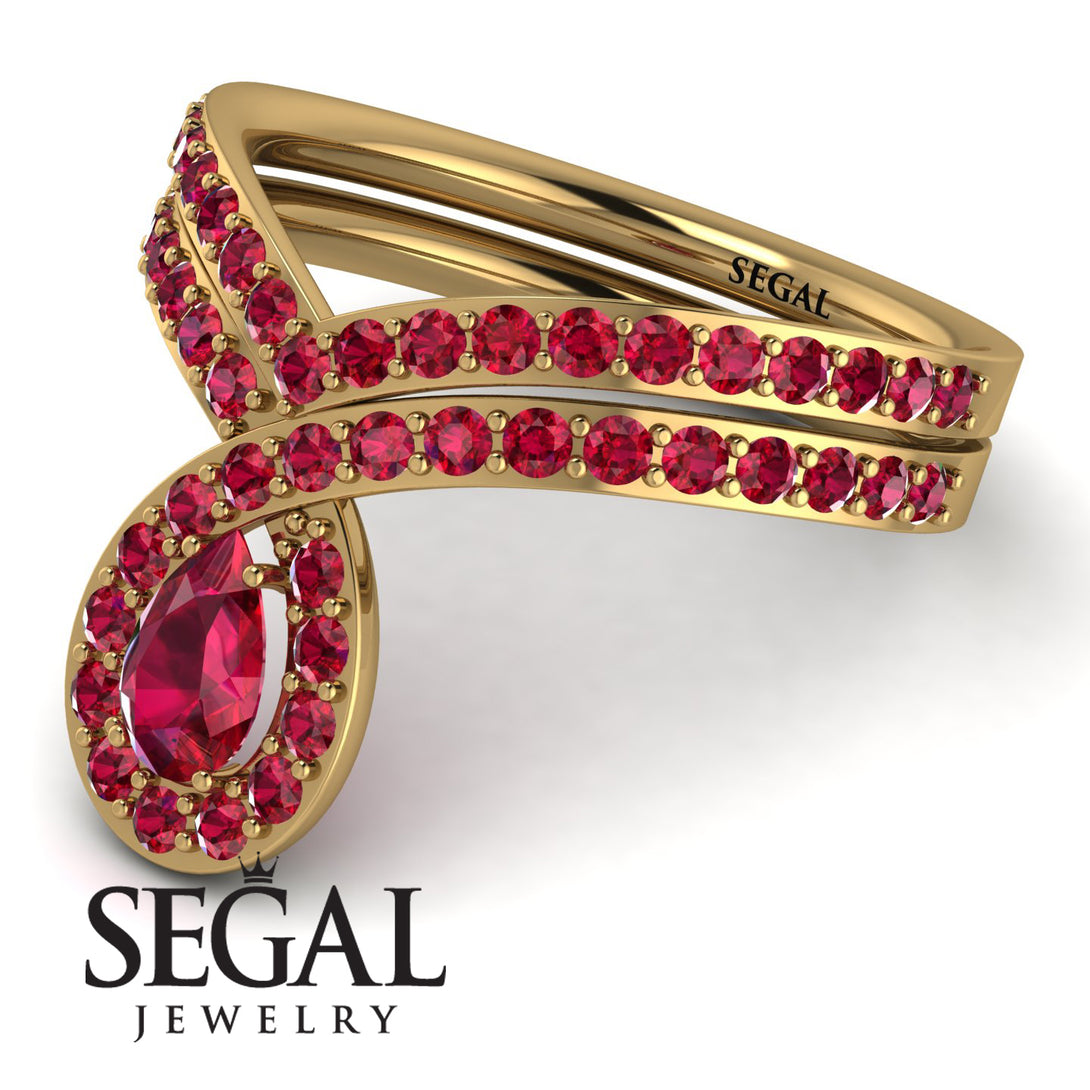 Ruby Pear Shape Stacking Bridal Set - Emilia No. 55