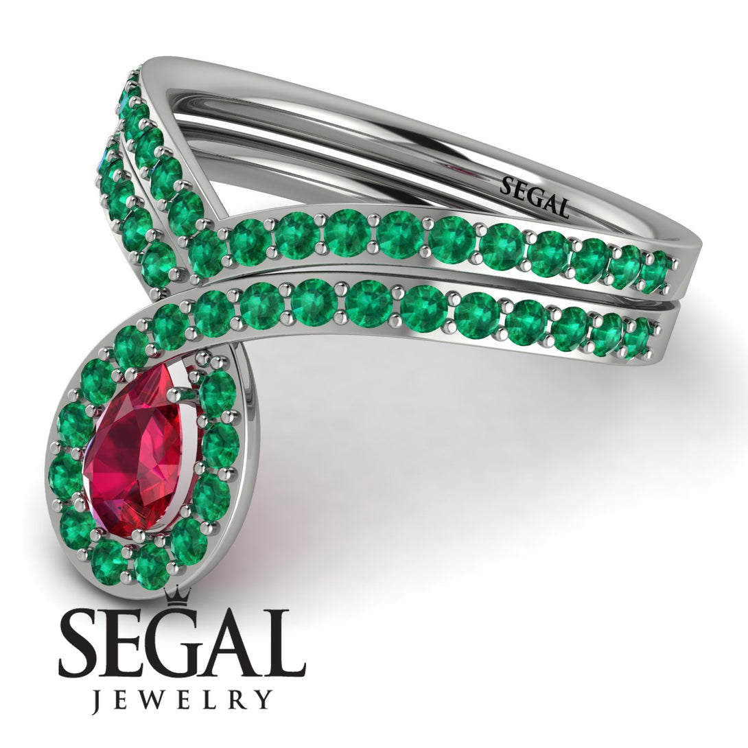 Ruby Pear Shape Stacking Bridal Set - Emilia No. 27