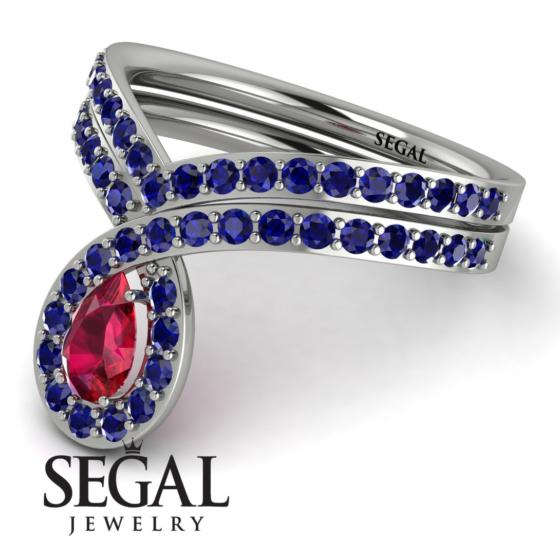 Ruby Pear Shape Stacking Bridal Set - Emilia No. 72