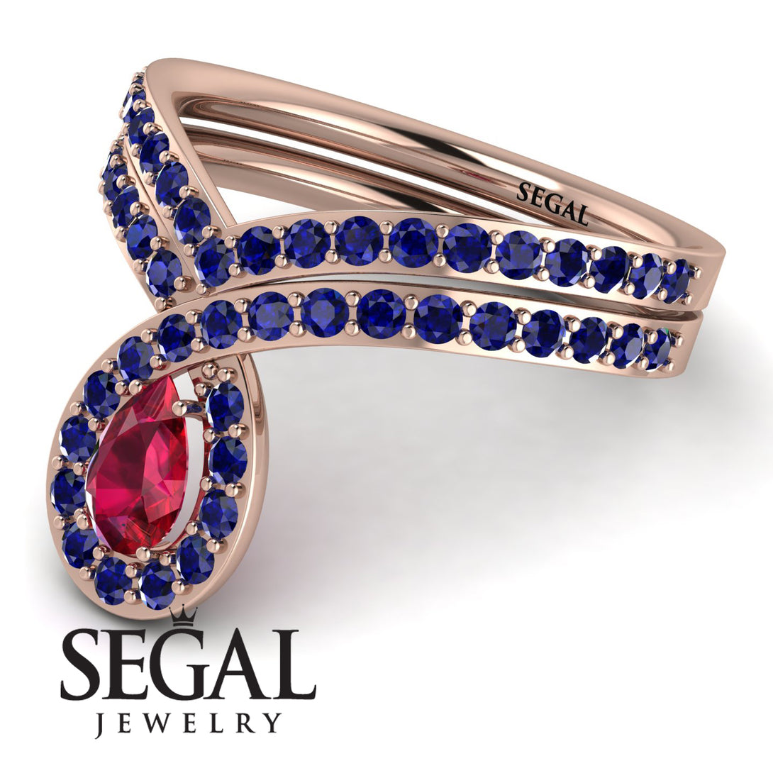 Ruby Pear Shape Stacking Bridal Set - Emilia No. 71