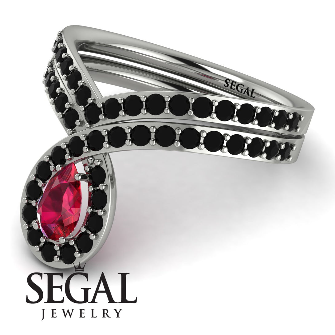 Ruby Pear Shape Stacking Bridal Set - Emilia No. 42