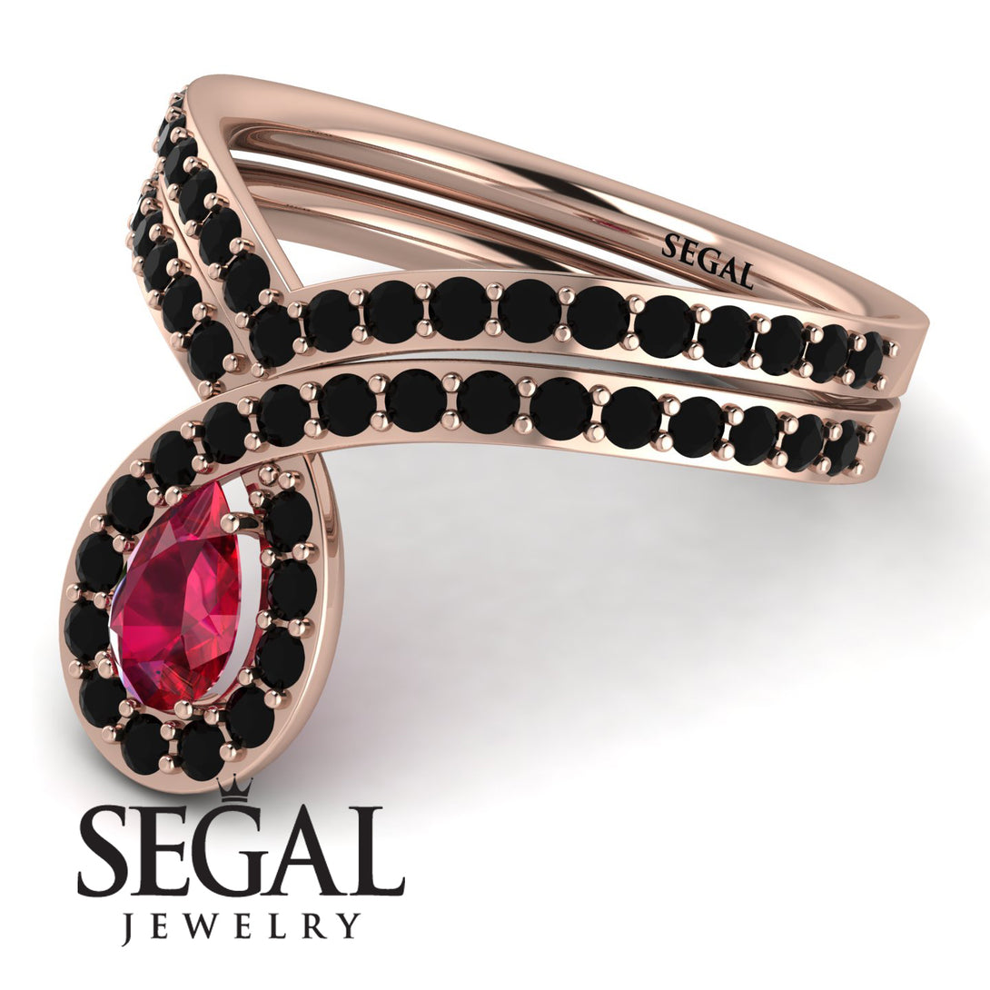 Ruby Pear Shape Stacking Bridal Set - Emilia No. 41