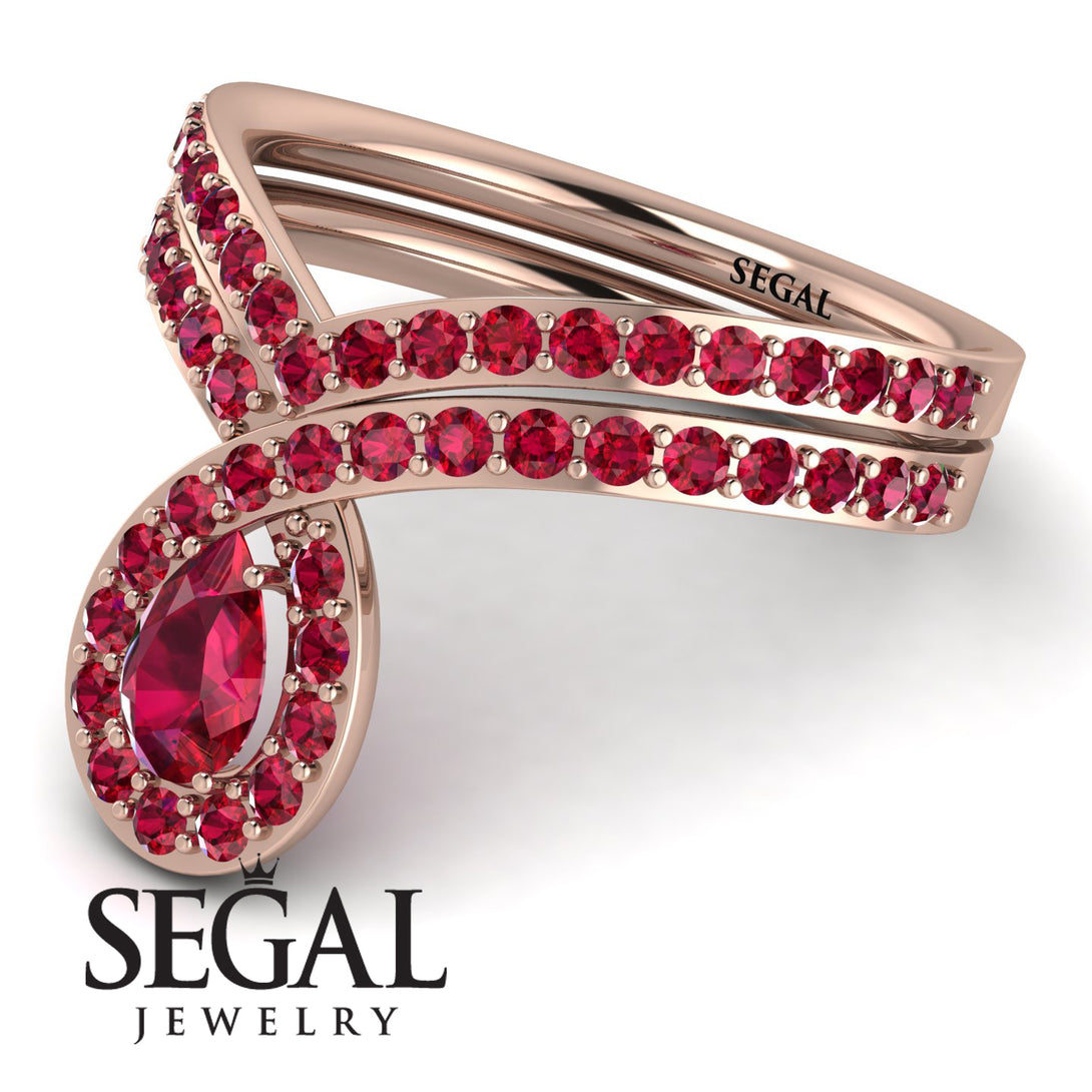 Ruby Pear Shape Stacking Bridal Set - Emilia No. 56