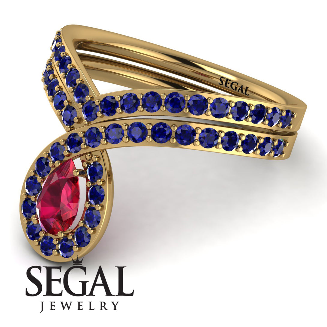 Ruby Pear Shape Stacking Bridal Set - Emilia No. 70