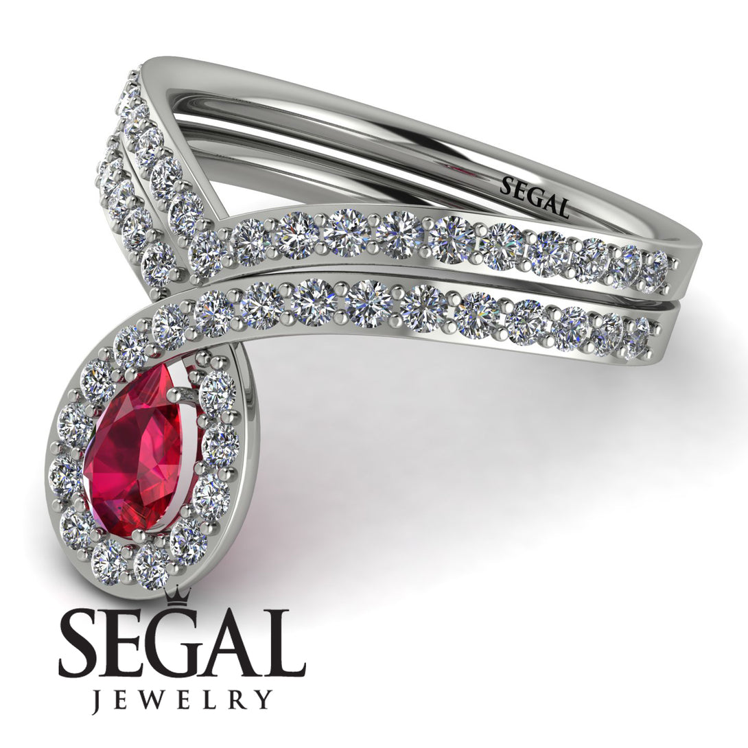 Ruby Pear Shape Stacking Bridal Set - Emilia No. 12