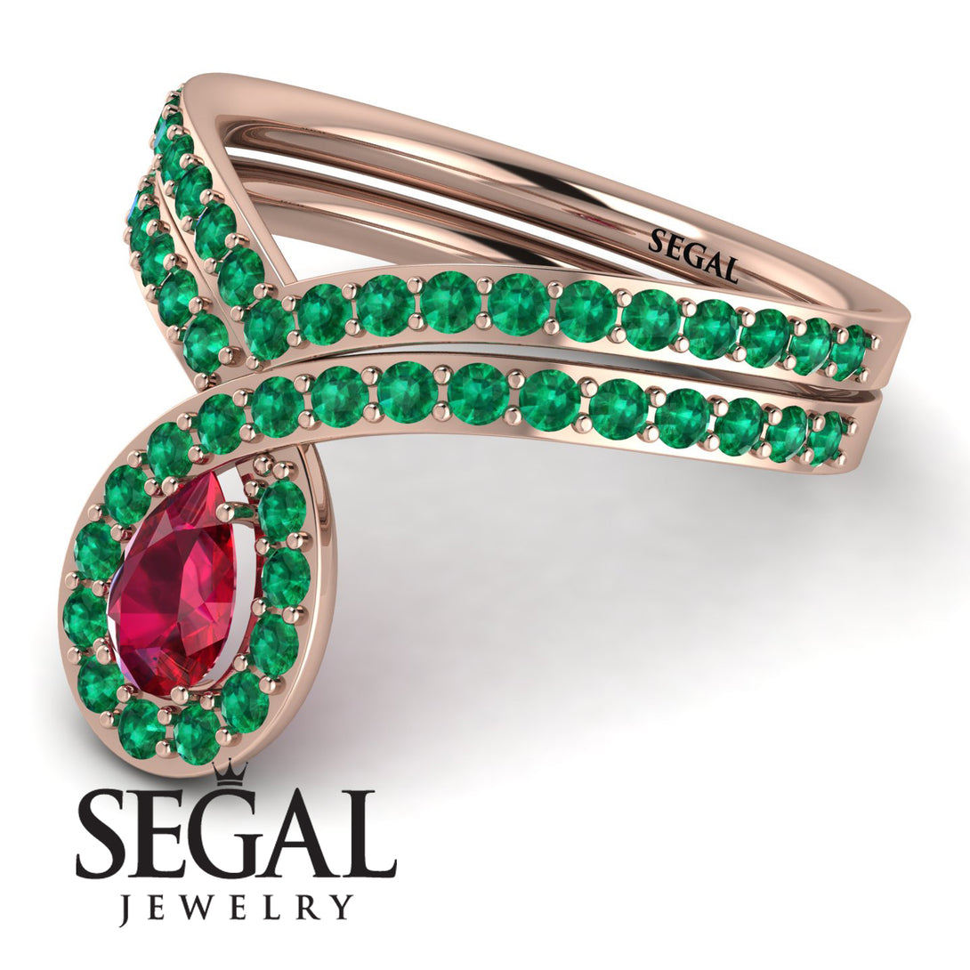 Ruby Pear Shape Stacking Bridal Set - Emilia No. 26