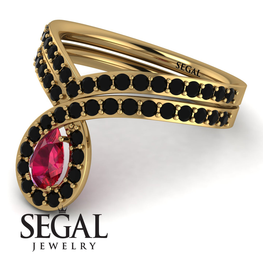 Ruby Pear Shape Stacking Bridal Set - Emilia No. 40