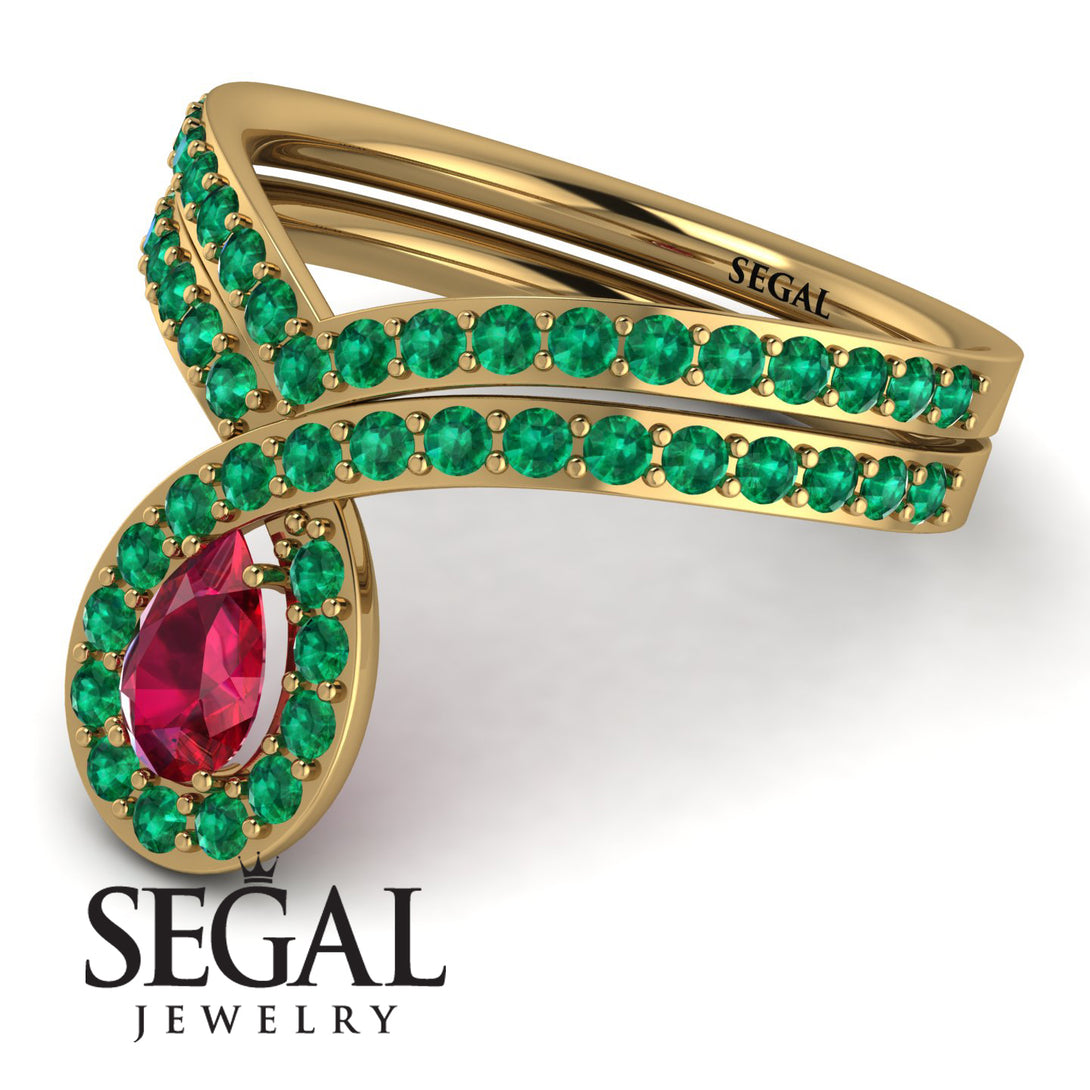 Ruby Pear Shape Stacking Bridal Set - Emilia No. 25