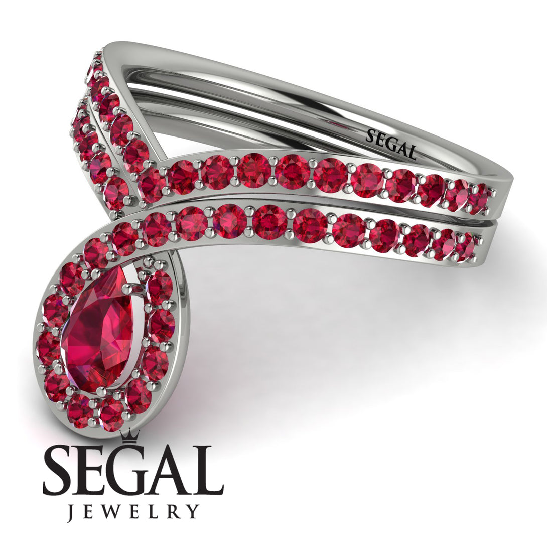 Ruby Pear Shape Stacking Bridal Set - Emilia No. 57