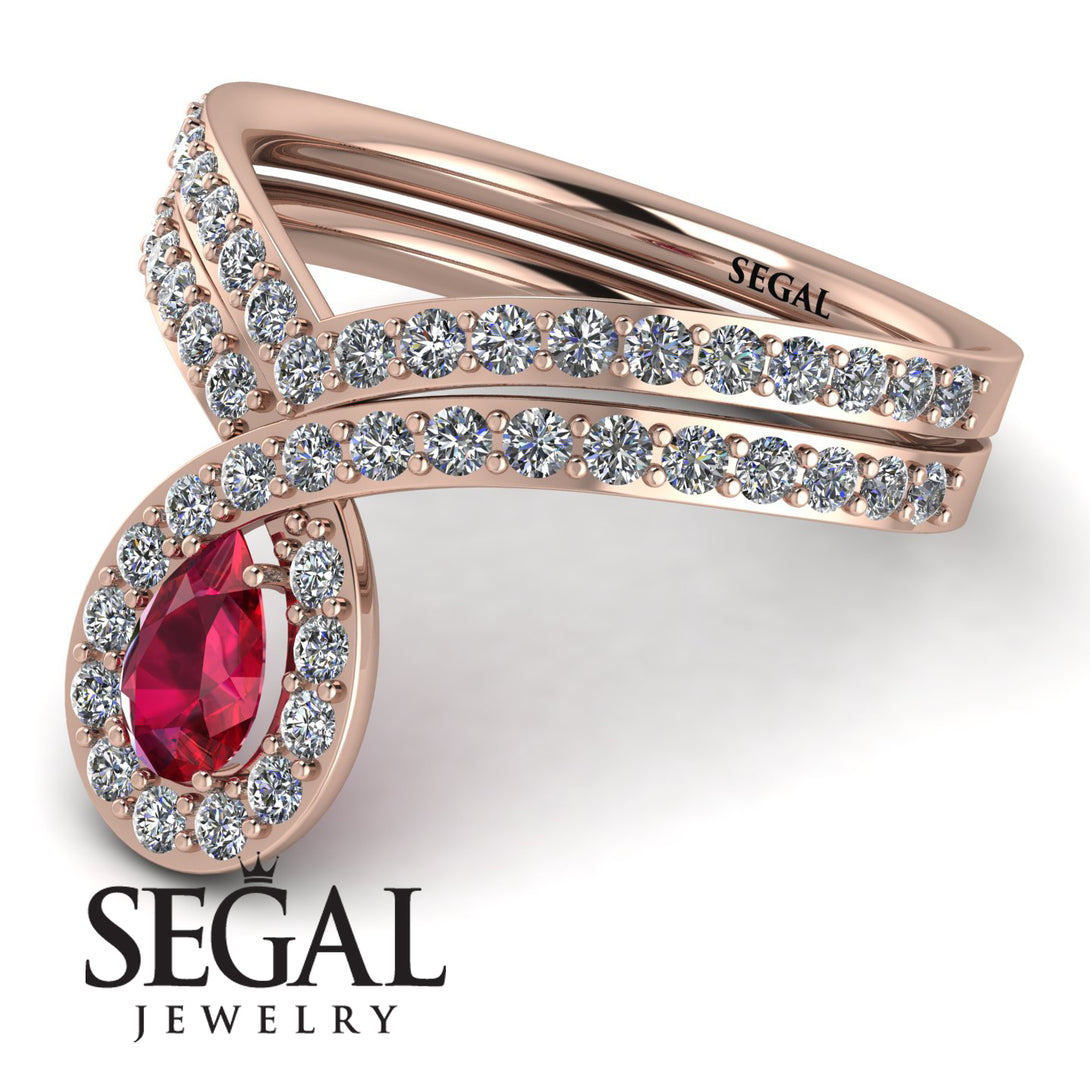 Ruby Pear Shape Stacking Bridal Set - Emilia No. 11